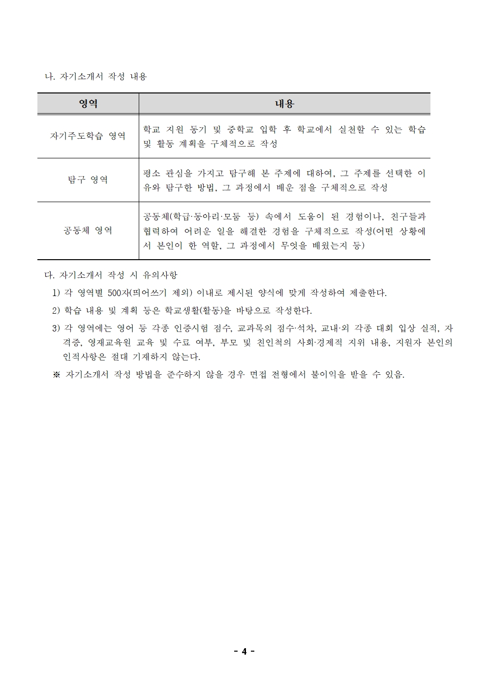 2027학년도 내손중학교 신입생 입학 전형 요항004