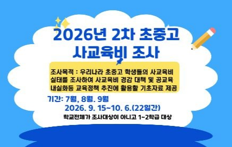 2026년 2차 초중고 사교육비 조사